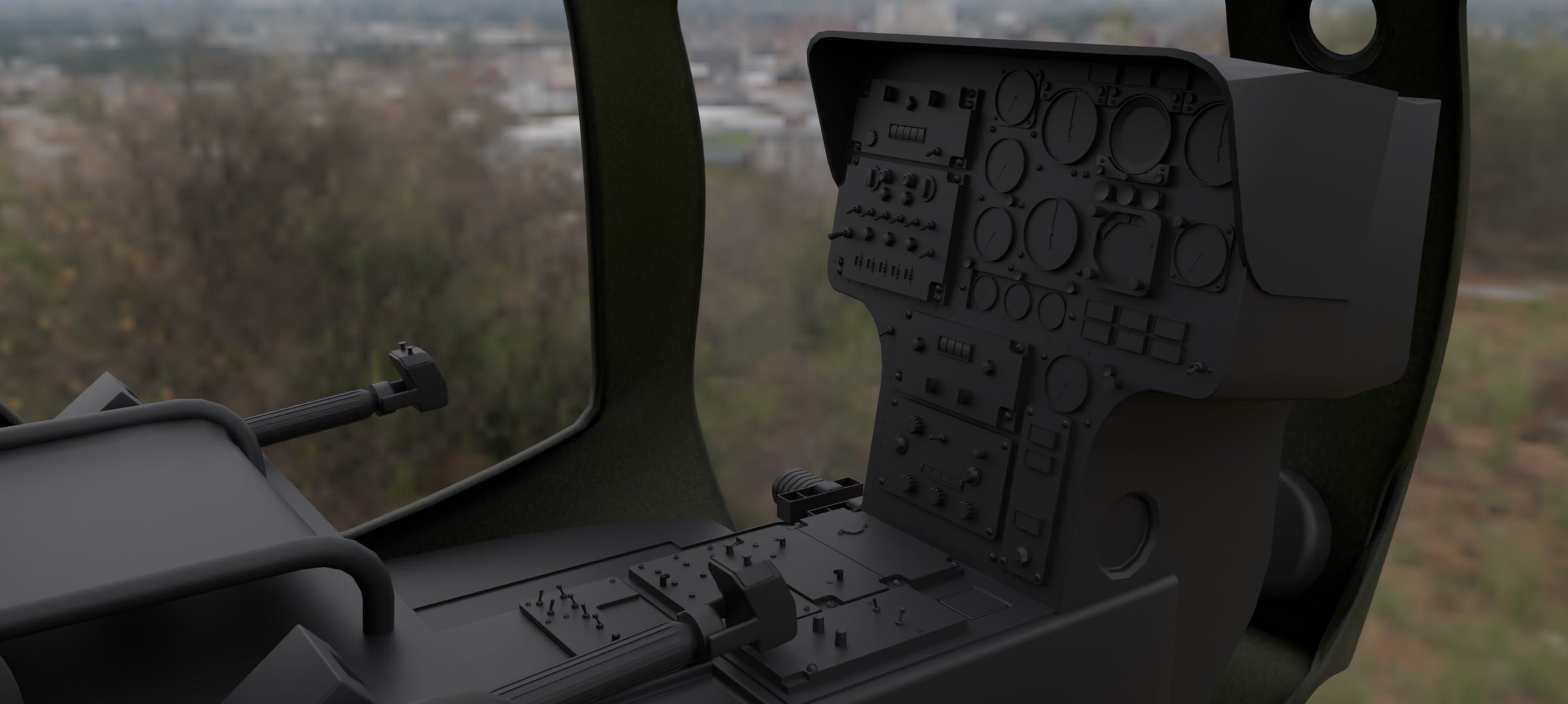 Close-up detail of the OH-6 Cayuse instrument panel gauges