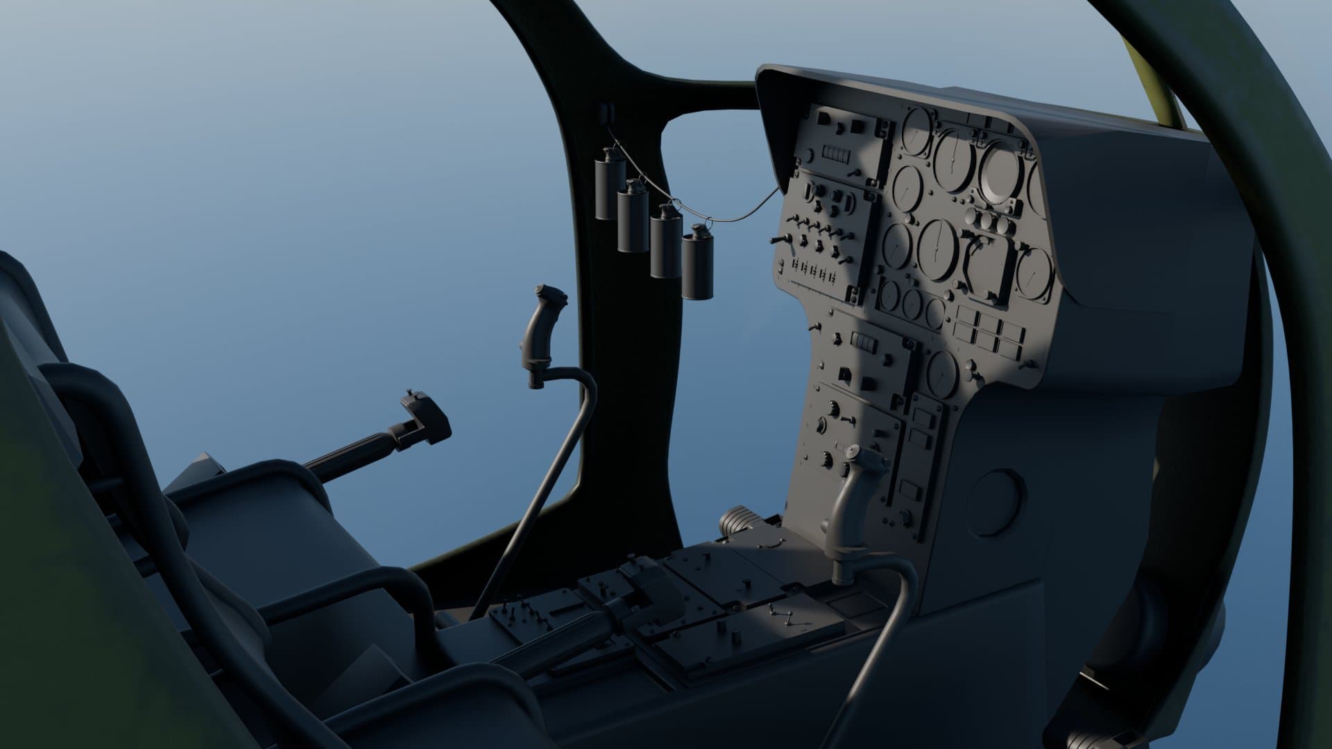 OH-6 Cayuse cockpit interior showing the full instrument panel