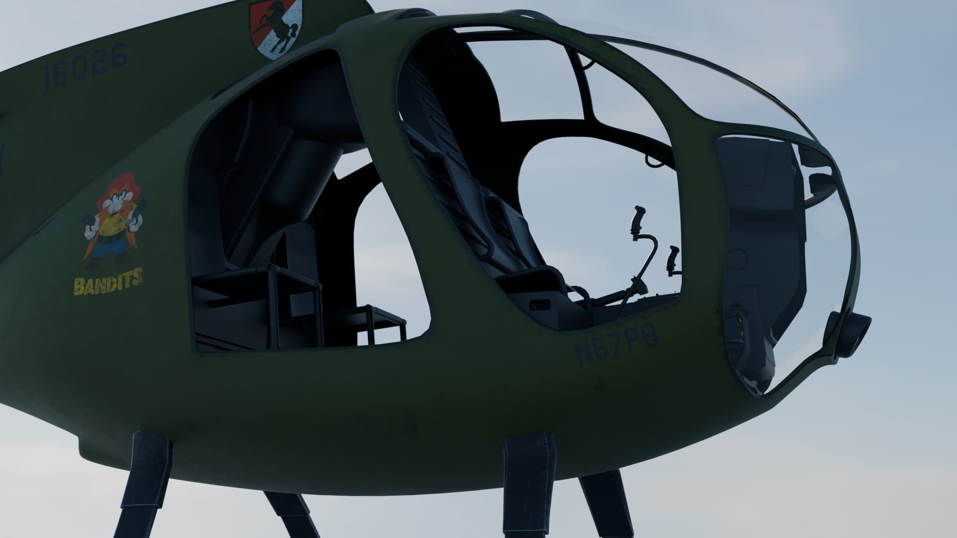 OH-6 Cayuse on the ground in the Bandits livery