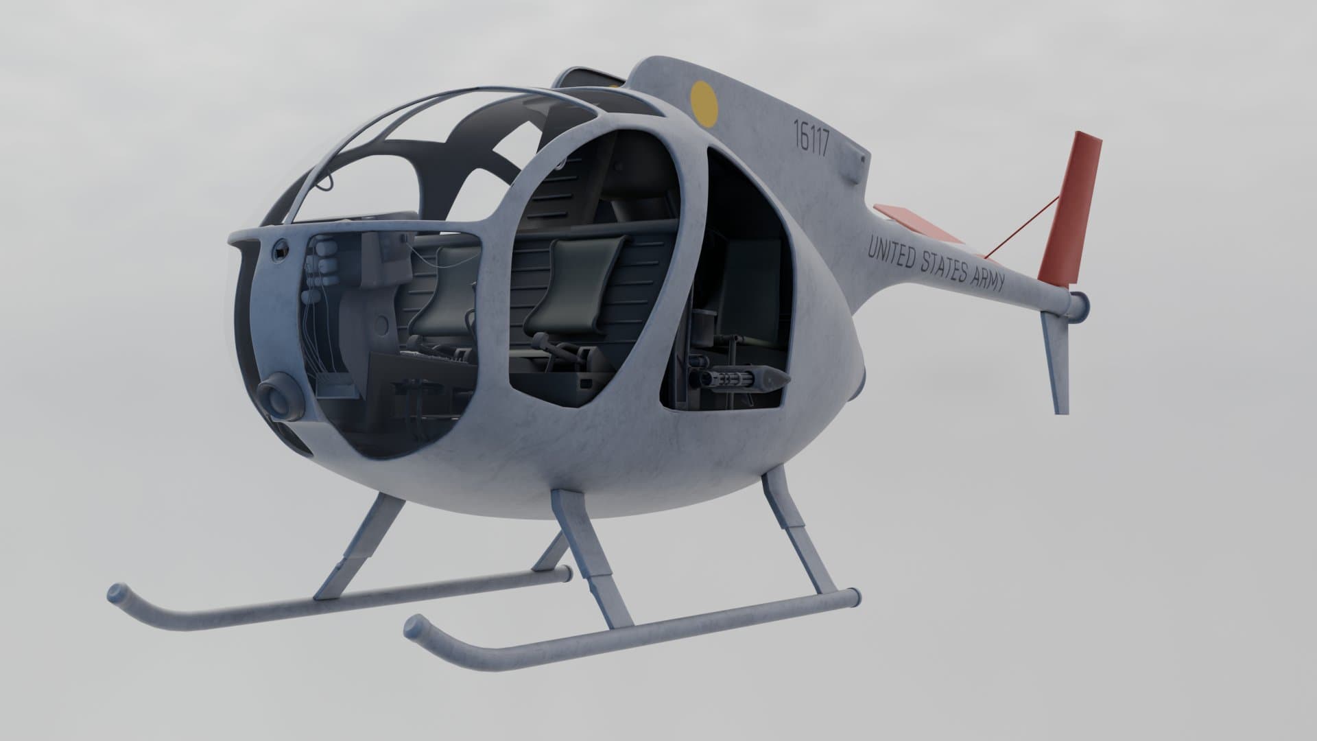 OH-6 Cayuse helicopter in US Army livery, full side profile