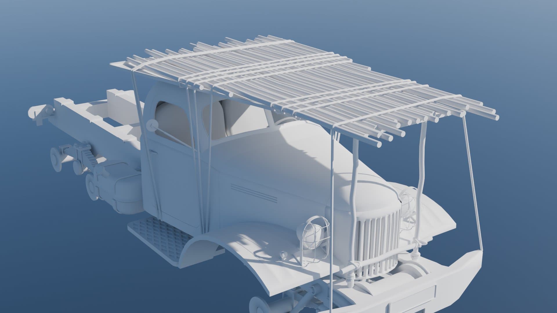 Rear view of a Soviet military utility truck with covered bed